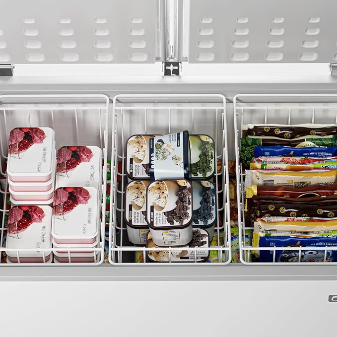 17.5 Inch Chest Freezer Organizer Storage Baskets Bins Metal Wire, Settle freezer chaos and reduce food waste effectively, Durable, Fully Use Space, Improve Air Circulate, 2 Pack - Image 4