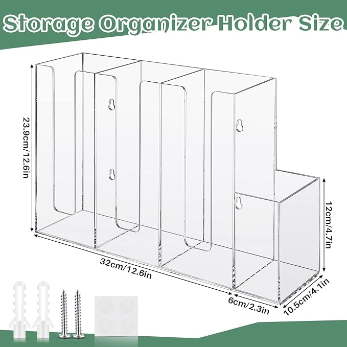 4 Compartments Acrylic Coffee Cup and Lid Storage Organizer Holder Disposable Paper Cup Dispenser Organizer Plastic Lid Holder Accessories for Kitchen Bar Shop Party Supplies(Transparent) - Image 2