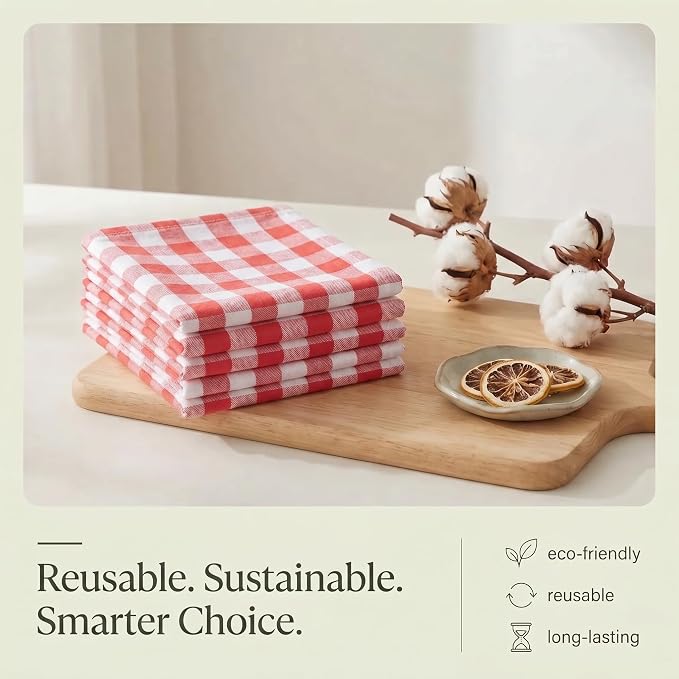 Urban Villa Kitchen Towels Cotton Dish Towels 20”x30” (Set of 6) Red - Image 8