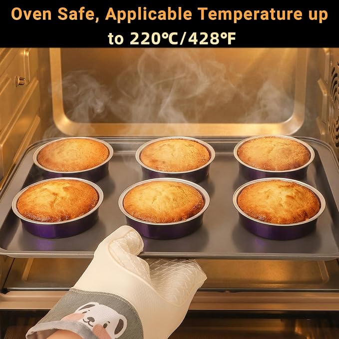 Beasea 4 Inch Pie Tins with Lids, 50 Pack 7.3 Oz Disposable Mini Tart Tins, Aluminum Foil Baking Tins Small Round Muffin Container Mini Cheesecake Cups for Pie Tart Quiche - Violet Purple - Image 5