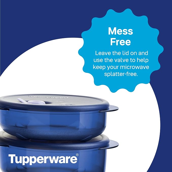 Tupperware Brand Vent ‘N Serve Container Set - 3 Small Round Containers to Prep, Freeze & Reheat Meals + Lids - Dishwasher, Microwave & Freezer Safe - BPA Free - Image 5