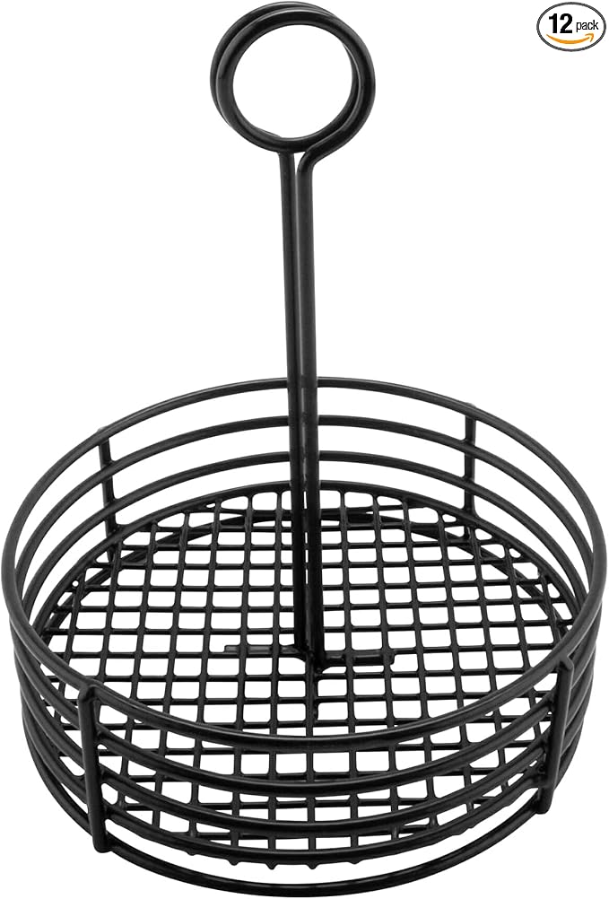 G.E.T. 4-31855 Black Round Stainless Steel Condiment Caddy Iron Polyethylene Coated Table Caddies Collection (Case of 12) by Unknown