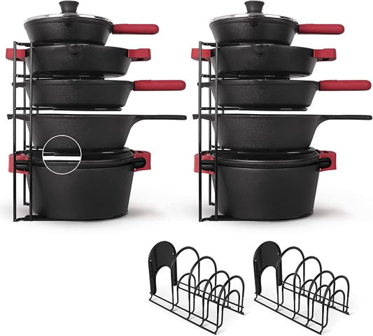 Cuisinel Pan Organizer for Cast Iron, Silicone-Coated 15" Skillet Rack, 2 Pack by Cuisinel