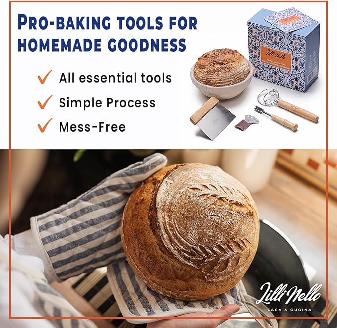 Banneton Bread Proofing Basket, Round 9" Sourdough Starter Kit, Rattan, Brown, Rustic Round Rattan Basket, Proofing Basket - Image 2