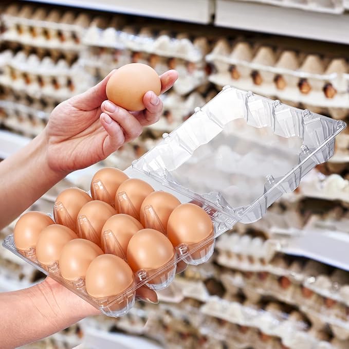 Zubebe 3 x 4 Count 200 Pack Egg Carton Bulk Clear Plastic Empty Egg Containers for Farm Market Refrigerator Storage - Image 6