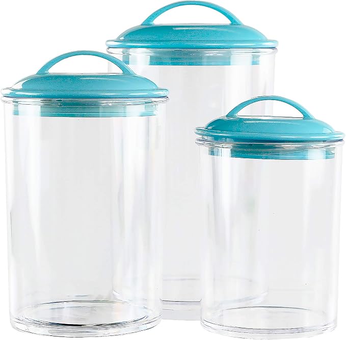 Reston Lloyd Food Storage Containers, BPA Free Airtight Canisters for Cereal, Pasta, Sugar, Coffee, Flour, Cookies, Loose Tea, for Kitchen Organization, Set of 3, Turquoise - Image 4