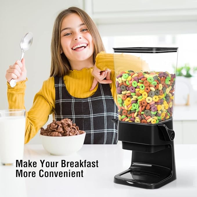 Cereal Dispenser Countertop Large Cereal Containers Storage Black,3 pack | Cereal Dispenser For Pantry Dry Food Dispenser Countertop Rice Candy Dispenser Machine For Snack,Nuts, Granola - Image 2