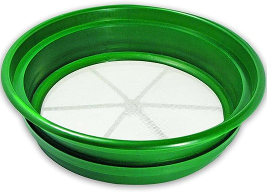 SE 13.25 Inch Wide Stackable Classifier Gold Prospecting Pan - 1/30 Inch Stainless Steel Mesh Sifting Pan, Green by SE