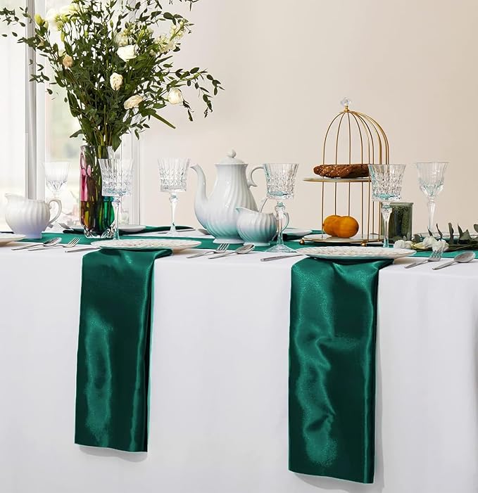 MDS® Pack of 50 Satin Napkins 12 x 12 Inch, Soft Silky Reusable Cloth Dinner Table Napkins for Wedding Décor, Reception, Birthday, Parties, Banquets, Catering, Restaurants & Hotel - Emerald Green - Image 5