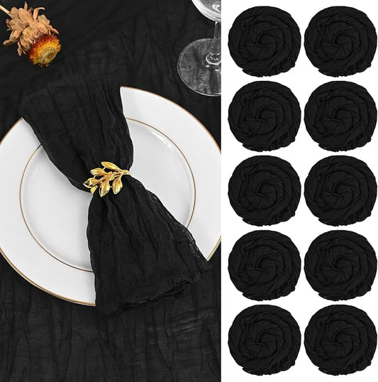 fani 100 Pack Gauze Cheesecloth Napkins, 20 x 20 in, Black | Wrinkled Table Napkins, Soft Cotton, Rustic Decorative, Weddings, Party, Dinner Table, Everyday Use by fani