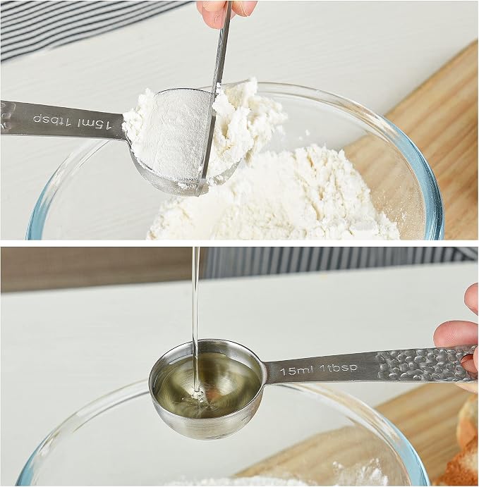 18/8 Stainless Steel Measuring Cups and Spoons Set 10 for Baking & Kitchen, Metric & US Metal 4 Measuring Cups and 5 Measuring Spoons with 1 Leveler - Image 7