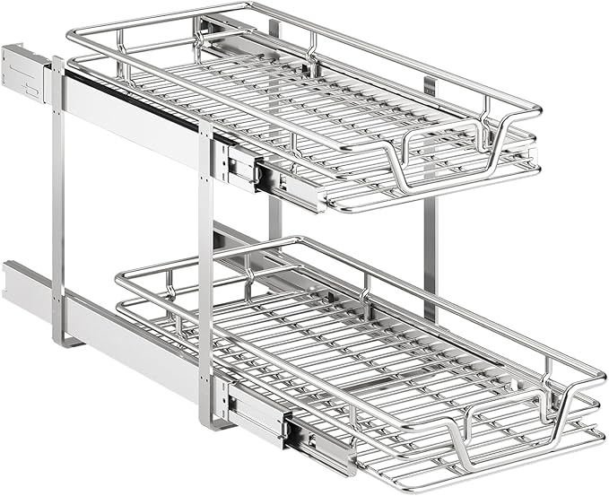 2-Tier Kitchen Cabinet,Pull Out Cabinet Organizer,Shelf and Drawer Organizer Slide Out Pantry Storaqe Basket in Multiple Sizes (12" W x21 D) by Unknown