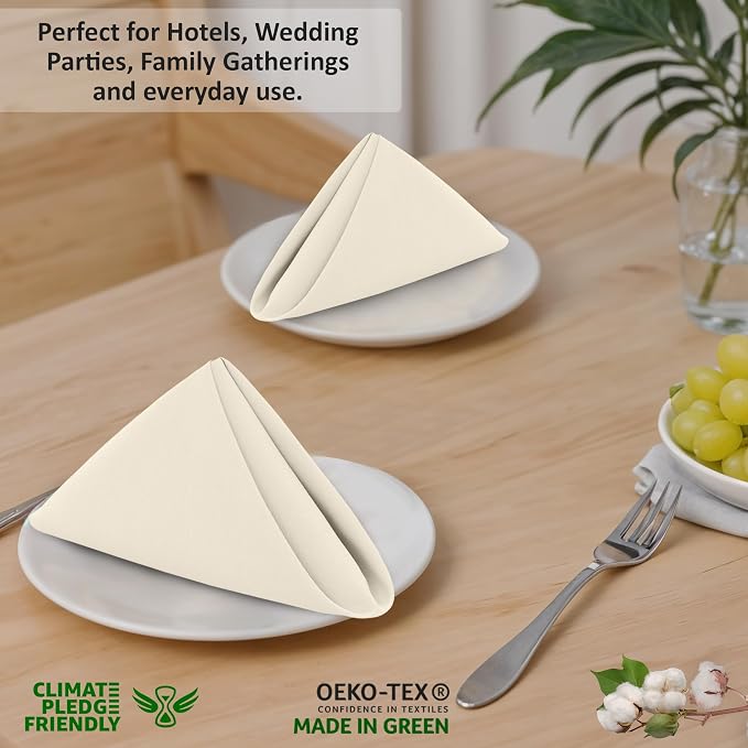 Ruvanti Cloth Napkins Set of 12, 18x18 Inches, 100% Cotton, Washable, Soft & Absorbent, Perfect for Wedding, Christmas, ‎Thanksgiving Dinners - Antique White - Image 7