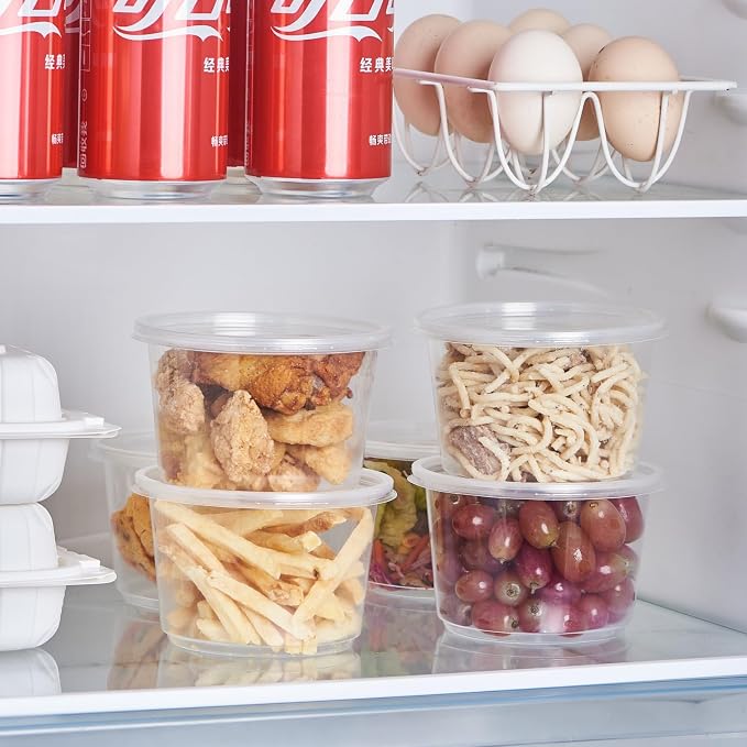 150 Set - 16 oz. Plastic Deli Disposable Food Storage Containers With Airtight Lids - Image 5