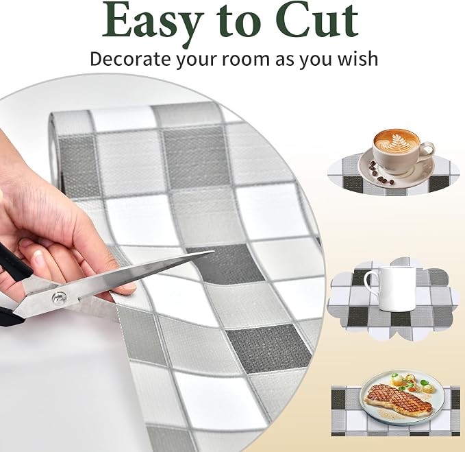 Drawer and Shelf Liner for Kitchen Cabinet: 23.6 in X 20 Ft Non Slip | Waterproof Shelf Paper Non Adhesive Refrigerator Liners Gray Mosaic Easy Liners for Bathroom - Image 7