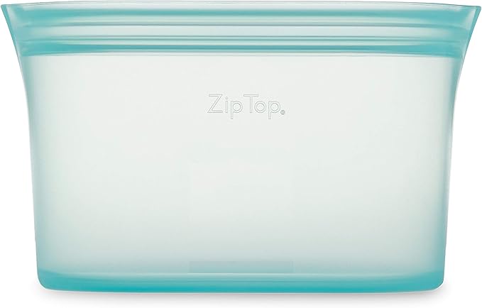 Zip Top Reusable Food Storage Bags | Large Dish [Teal] | Silicone Meal Prep Container | Microwave, Dishwasher and Freezer Safe | Made in the USA - Image 2