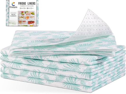 Cooyes Absorbent Refrigerator Liners, Non Slip Shelf Liner for Drawers & Kitchen Cabinets, Cloth Material Keep Produce Fresh Longer, Machine Washable, 17.7" * 24", 6 Pack by Cooyes