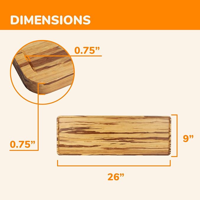 BambooMN Rectangular Nested Bamboo Serving Tray - Tiger Stripe - 26 x 9 x 0.75 - Image 3