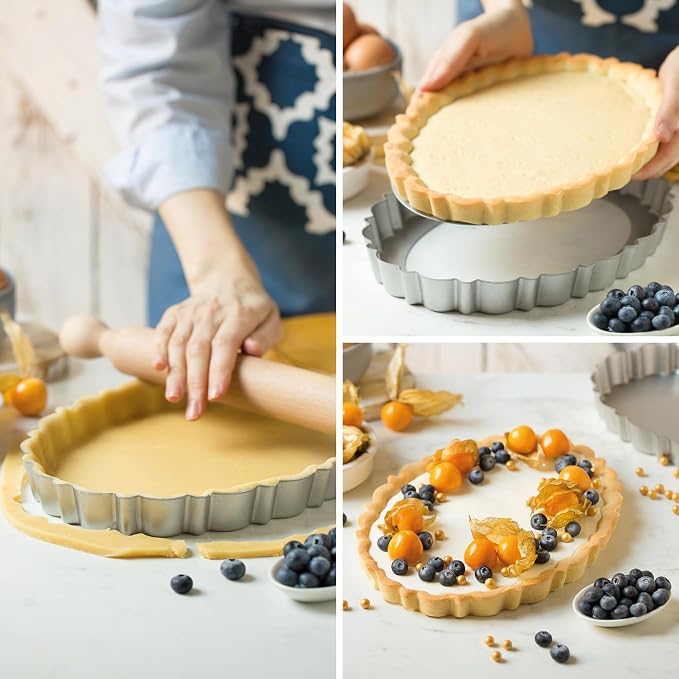 Decora 0075055 Nonstick Steel Oval Tart Pan 11.4 Inch x 7.9 Inch x 1.2 Inch High with Loose Removable Bottom, for Easy Demolding, Professional Design Registered, Patented - Image 3