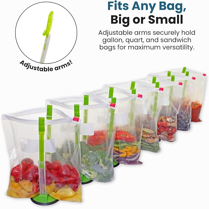 Jokari Adjustable Baggy Rack Stand 4-Pack | Hands-Free Freezer Bag Holder, Gallon, Quart, Sandwich Size Storage Bags, Ideal, Pouring Leftovers, Meal Prep - Image 4