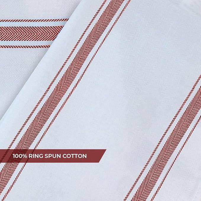 Dish Towels 30 Pack Red Stripe 100% Cotton Kitchen Towel 15x25 Inch Tea Towels, Bulk Dish Cloths for Washing Dishes, Kitchen Rags for Drying Dishes - Image 5