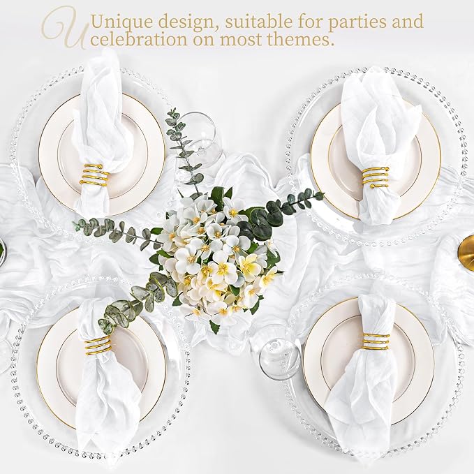 50 Pack White Cloth Napkins 20x20Inch Cheesecloth Napkins | Elegant Cloth Napkins for Table, Washable Rustic Boho Gauze Napkins, for Wedding Party Bridal Baby Shower Dinner Decor - Image 5