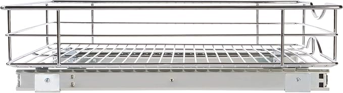Home Zone Living Pull Out Kitchen Cabinet Organizer | Steel Frame with Handle for Easy Access, 21" x 17" x 5.55", Chrome - Image 7