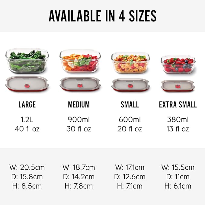 BLACK + BLUM Stack + Nest Glass Food Storage Container Set | Mix Set 4 Pack | Meal Prep Boxes with Airtight & Leak-Proof Lids. Borosilicate Glass, Oven, Air-Fryer, Microwave, Freezer & Dishwasher Safe - Image 7