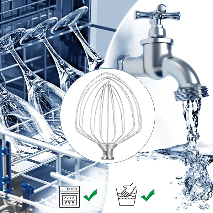 Whisk Attachment for KitchenAid Stand Mixer 7 Quart Bowl | Stainless Steel Whisk Replacement for KitchenAid Lift Bowl Mixer, Dishwasher Safe - Image 6