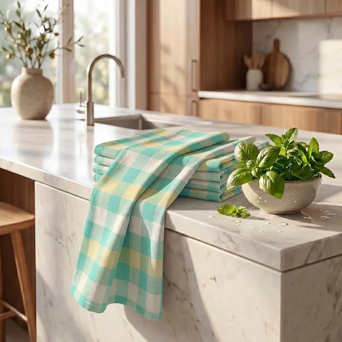Urban Villa Kitchen Towels Cotton Dish Towels 20”x30” (Set of 6) Greensand - Image 6
