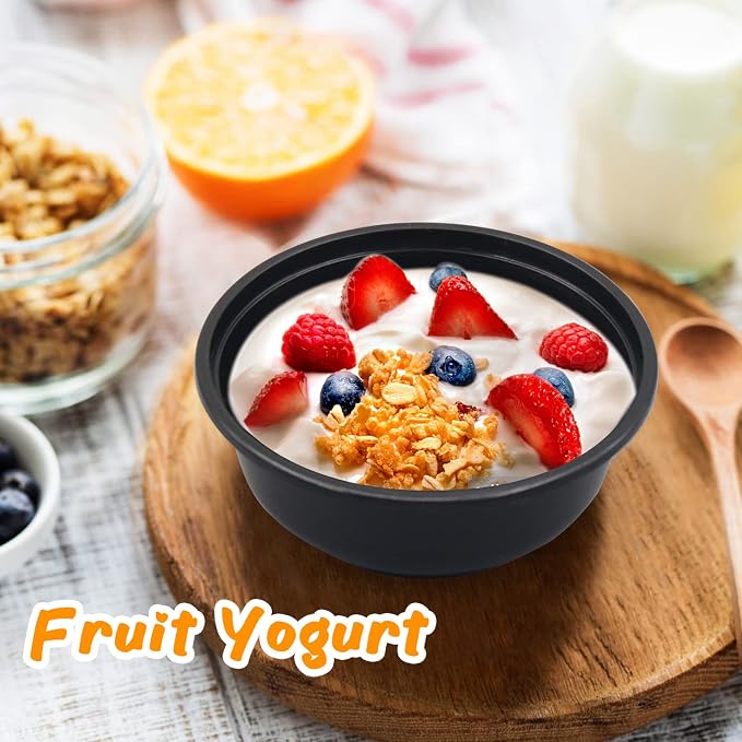 150 Pcs Stackable Meal Prep Bowl Containers, Food Takeout Bowls Reusable,Black Disposable Meal Prep Bowls With Lids. (12oz-Black) - Image 6