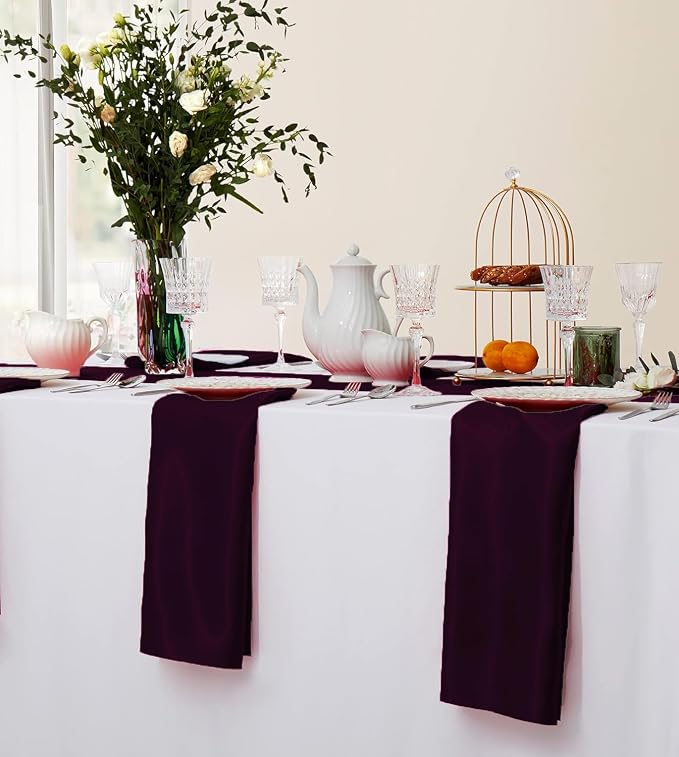 MDS® Pack of 25 Satin Napkins 12 x 12 Inch, Soft Silky Reusable Cloth Dinner Table Napkins for Wedding Décor, Reception, Birthday, Parties, Banquets, Catering, Restaurants & Hotel - Plum - Image 5