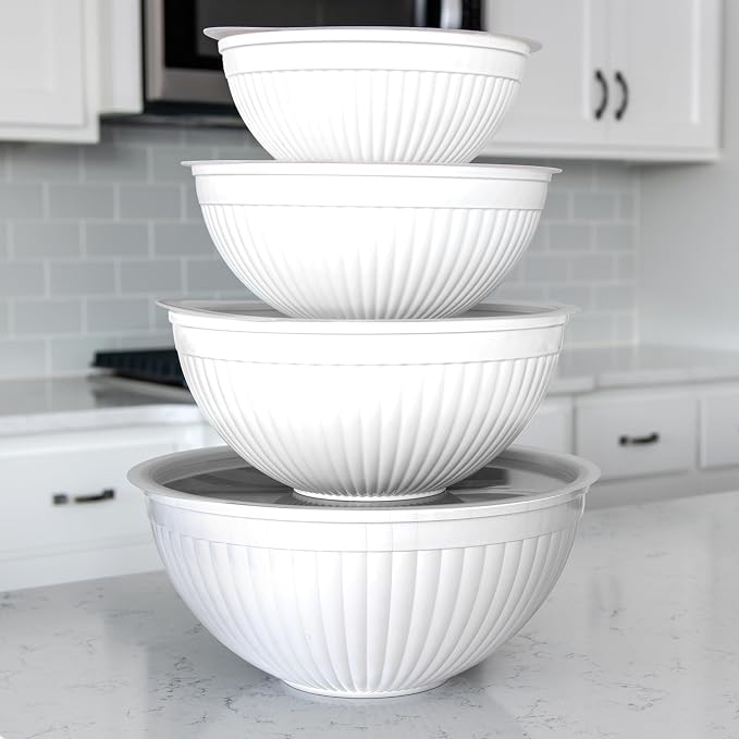Nordic Ware Prep and Serve Mixing Bowls Set, 8-Piece, Glacier White - Image 3