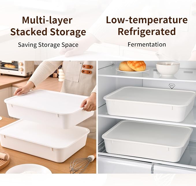 KONGDY 3-Pack Pizza Dough Proofing Box with Lids Dough Proofing Container | BPA-Free Commercial Storage Trays, 17.3"x13"x9.6" Bread Proofing Box for Pizza Dough Raiser Refrigerator Organization - Image 5