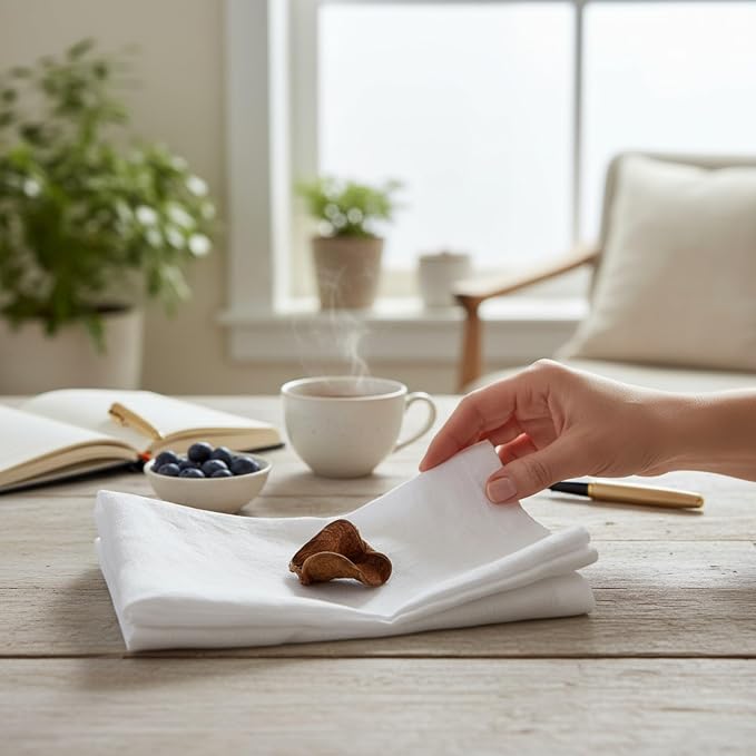Linen Napkins –100% French Flax – Stonewashed Pure Linen Cloth Napkins - Size 18 Inch x 18 Inch – Set of 4 (Pure White) - Image 5