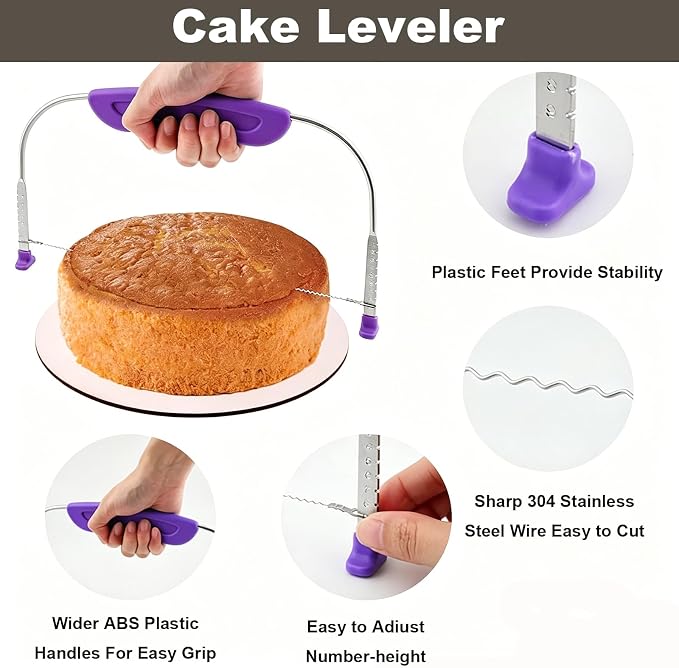 Cake Decorating Supplies Kit with 12" Aluminum Rotating Cake Turntable Stand, Professional Baking Tools, Cake Leveler, Spatulas & Scrapers, Complete Kit for Birthday & Wedding Cakes(74Pcs) - Image 5