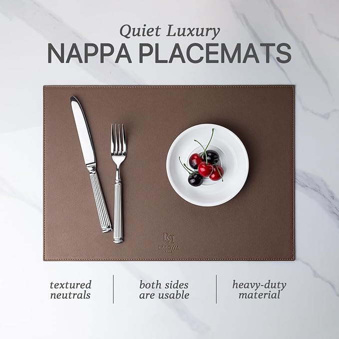 Baroyal Faux Leather Placemats Set of 8 Vinyl Washable Wipeable Table Mats for Kitchen Dining Table Heat Resistant Waterproof Modern Indoor/Outdoor Placemats Non-Slip Easy Clean Place Mats (Chocolat) - Image 2