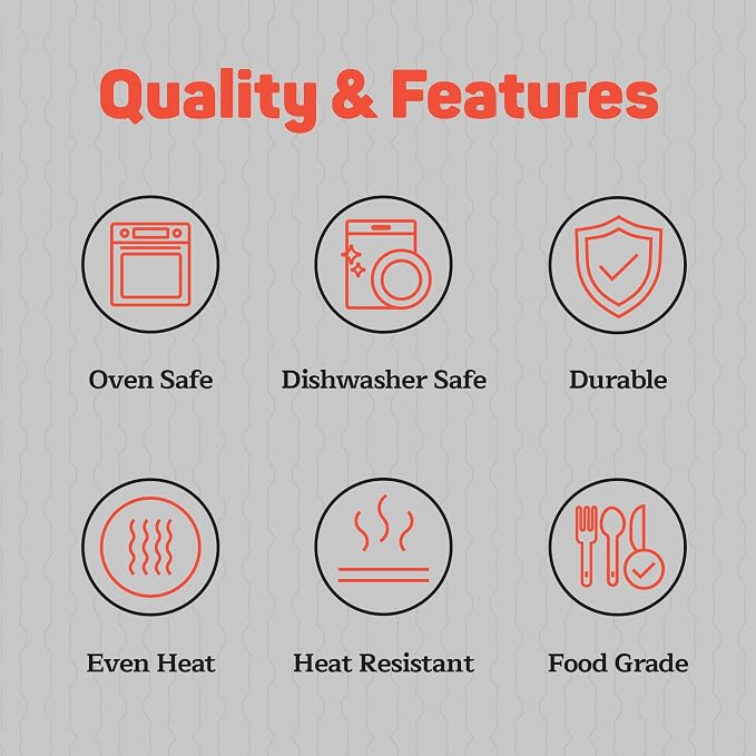 Emporio Kitchen Baking Pan Set - Nonstick Coating, Carbon Steel Bakeware Set with Red Silicone Handles, PFOA, PFOS, PTFE Free, Recipe Booklet Included, Oven Safe Tray (Up To 450° F), Set of 3 - Black - Image 3