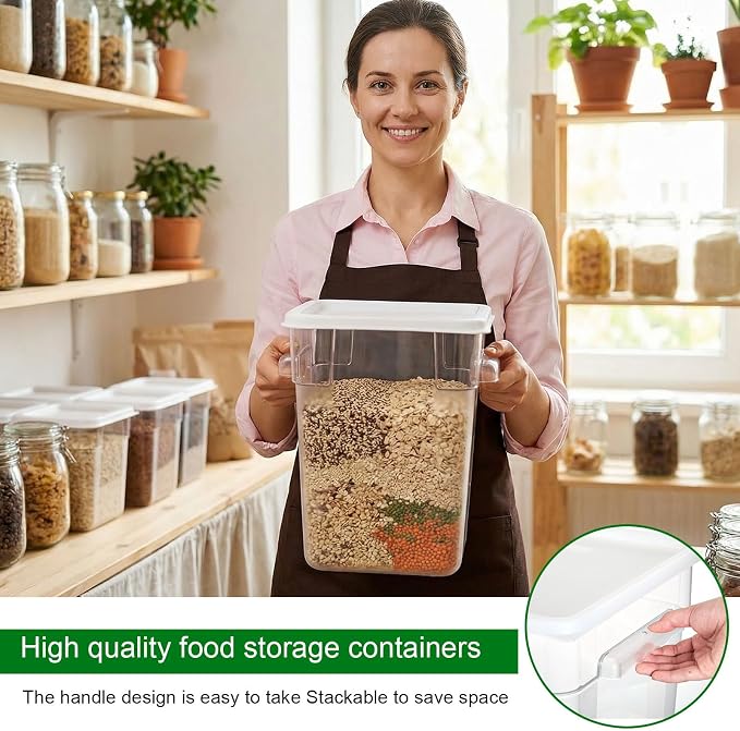 FoldTier 2 Pieces Square Food Storage Containers Polycarbonate Clear food Container with Lid Commercial Storage with Graduations for Commercial Kitchen Dough Marinating Meat(White,22 Qt) - Image 3