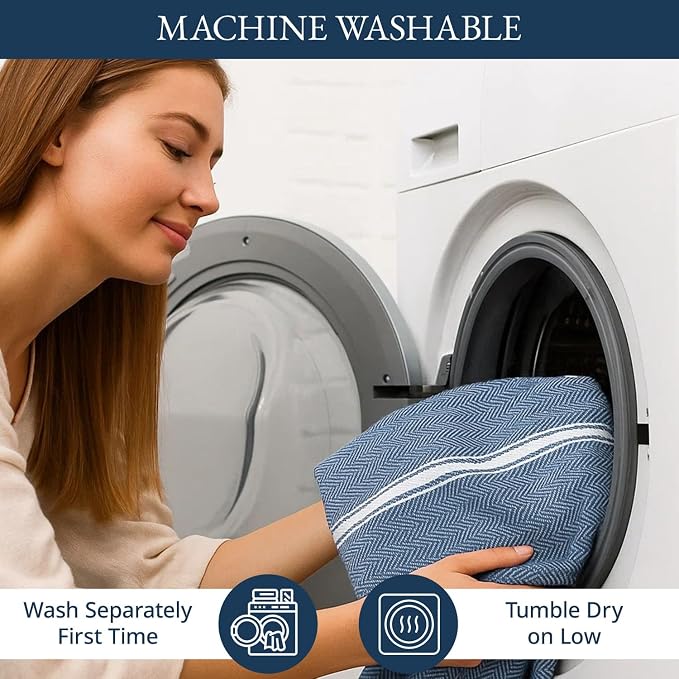 LANE LINEN Kitchen Towels Set - 100% Pure Cotton Dish Towels for Kitchen, Super Absorbent Kitchen Hand Towel, Tea Towels, Soft & Durable Dish Cloths, Pack of 12 – 14”x25”, Indigo - Image 6