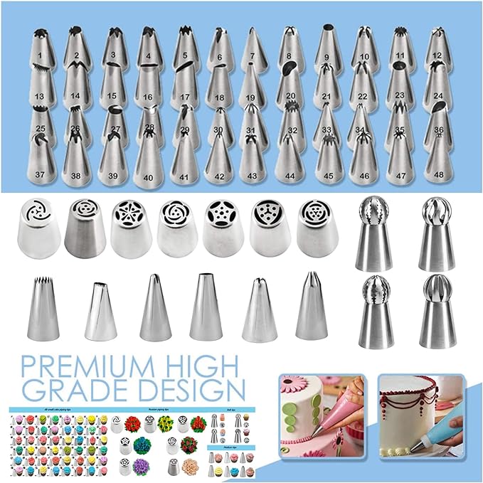 Makmeng Cake Decorating Tools Supplies Kit - 368Pcs Baking Supplies with Storage Case for Beginners - Icing Piping Bags and Tips Set For Cookies, Cupcake & Cake Frosting Fondant Decorating - Image 3
