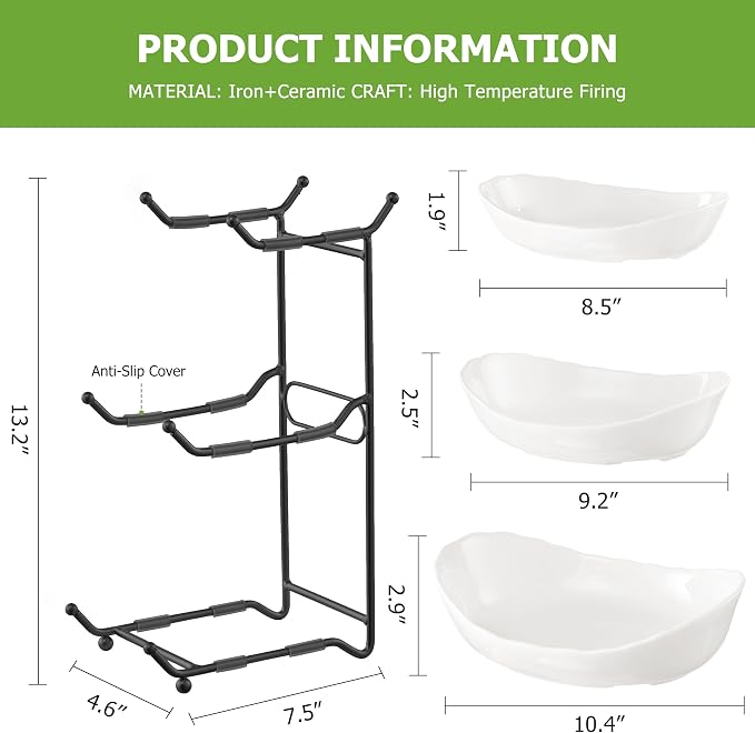 HBlife Fruit Bowl for Kitchen Counter - 3 Tier Ceramic Fruit Rack, Fruit Basket for Fresh Fruit&Veggies, Tiered Fruit Platter Serving Trays for Party - Image 2
