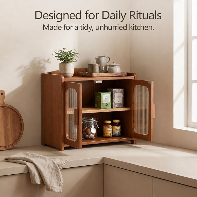 Solid Wood Bread Box, Kitchen Countertop Storage Cabinet | 2-Tier Large Capacity, Help Keep Sourdough Bread Fresh, Countertop Storage Organizer for Kitchen & Pantry, Walnut Brown - Image 5