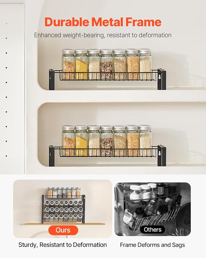 VEVOR Detachable Spice Rack Organizer for Cabinet, 4 Tie Stackable Seasoning Organizer, Spice Jars Kitchen Storage for Countertop Kitchen Pantry Cupboard, 15.8x10.7 in - Image 5