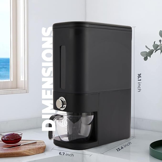Rice Dispenser 25 lbs I Rice Storage Container 25 lbs with Sponge, Scoop & Measuring Cup I Airtight Rice Container with Lid I Best Food Dispenser Rice Bucket I Cereal Dispenser for Pantry - Image 6
