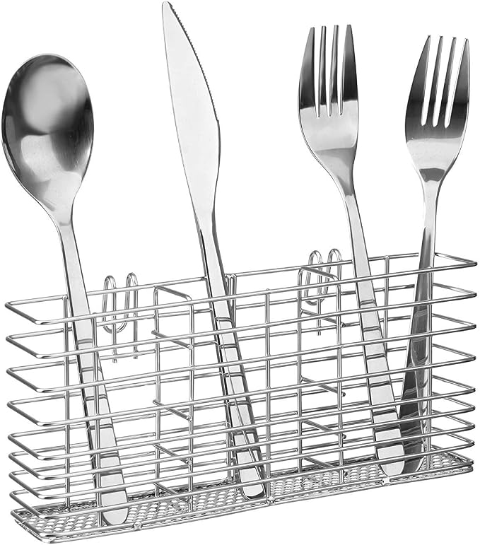 SANNO Stainless Steel Cutlery Utensil Holder Silverware Organizer Rack Dish Drying Rack with Stainless Steel Utensil Holder Large Dish Rack Drainer - Image 2
