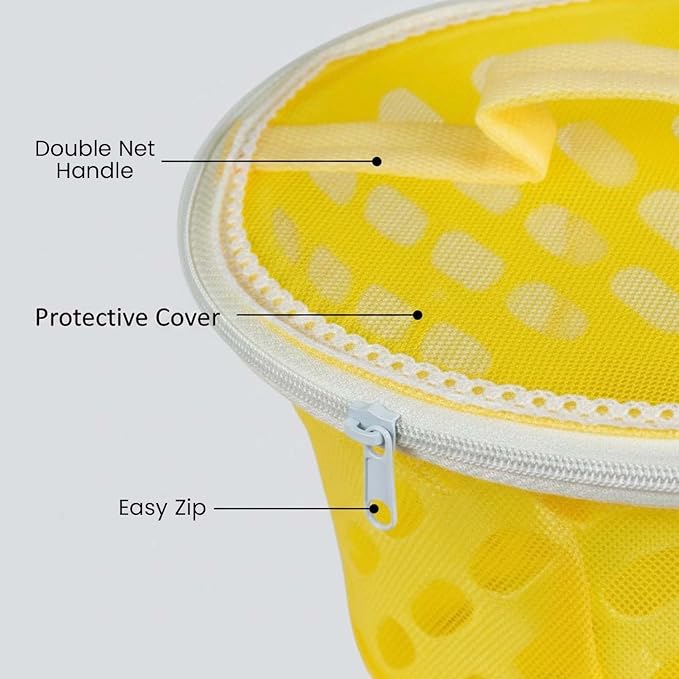 Go Hooked Plastic Storage Net Basket with Zip Closure – Multipurpose Mesh Organizer for Fruits, Vegetables, Essentials – Durable, Lightweight & Breathable Design for Home & Pantry Use (Yellow) - Image 3