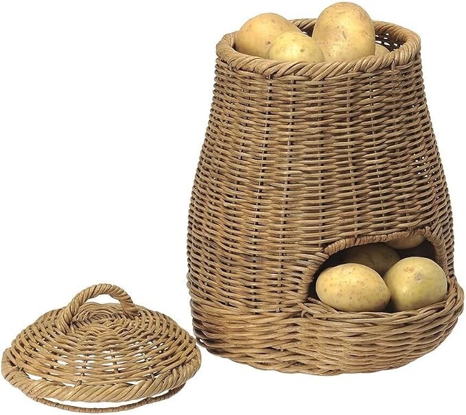 KOUBOO Wicker Onion Potato Storage Basket – Perfect for Kitchen Counter & Vegetable Keeper Organizer Baskets | Boho Decor Kitchen Essentials, Medium, Brown - Image 3