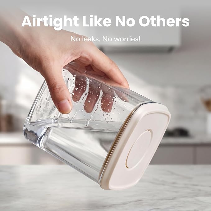 SMIRLY Glass Airtight Food Storage Containers with Pop Lids - White | BPA-Free Air Tight Pantry Storage Containers for Cereal Flour Sugar, Food Storage Containers 5 Pcs (0.7Qt*2, 1.7Qt*2, 2.1Qt) - Image 4