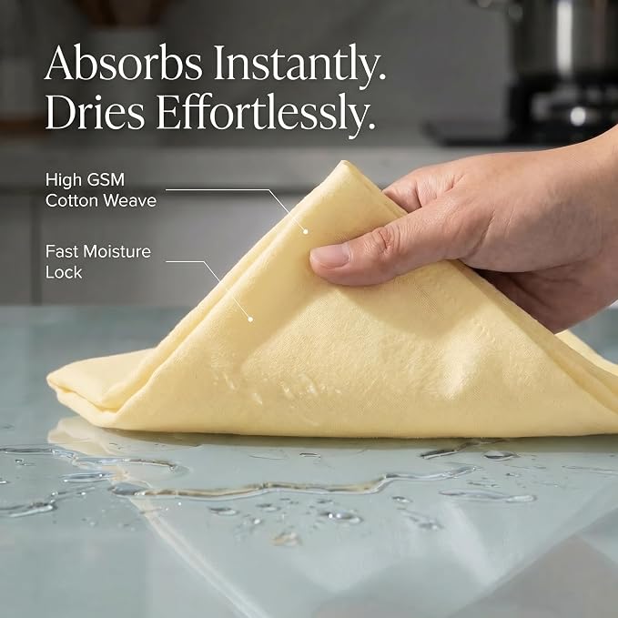 Urban Villa Kitchen Towels Cotton Dish Towels 20”x30” (Set of 6) Yellow - Image 2